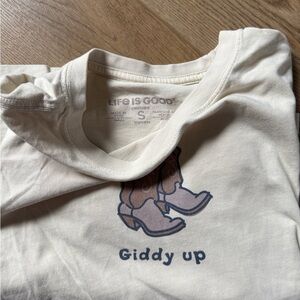 Life is Good “Giddy Up” Boxy Cropped T-Shirt